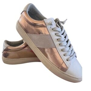Vintage Havana Womens Rose Gold Metallic Snakeskin Suede Low Top Sneakers Sz 7